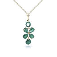 Emerald Blossom Pendant Necklace 3.15ctw in 9ct Gold