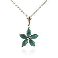 Emerald Flower Star Pendant Necklace 1.4ctw in 9ct Gold