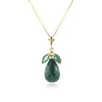 Emerald Snowdrop Briolette Pendant Necklace 9.3ctw in 9ct Gold