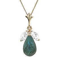 Emerald and White Topaz Snowdrop Pendant Necklace 9.3ctw in 9ct Gold