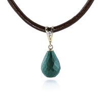 Emerald and Diamond Leather Pendant Necklace 15.5ct in 9ct Gold