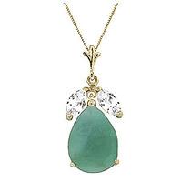 emerald and white topaz pendant necklace 35ct in 9ct gold