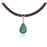 Emerald and Diamond Leather Pendant Necklace 3.5ct in 9ct Gold