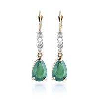 Emerald and Diamond Belle Drop Earrings 2.0ctw in 9ct Gold