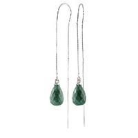 Emerald Scintilla Briolette Earrings 6.6ctw in 9ct White Gold