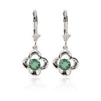 Emerald Corona Drop Earrings 1.1ctw in 9ct White Gold