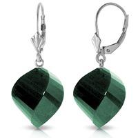 Emerald Briolette Drop Earrings 30.5ctw in 9ct White Gold