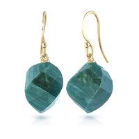 Emerald Spiral Briolette Drop Earrings 30.5ctw in 9ct Gold