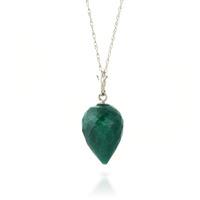 Emerald Briolette Pendant Necklace 12.9ct in 9ct White Gold