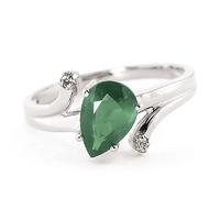 Emerald and Diamond Flank Ring 1.0ct in 9ct White Gold