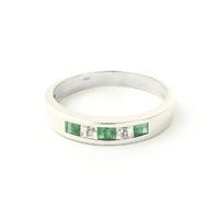 Emerald and White Topaz Ring 0.78ctw in 9ct White Gold