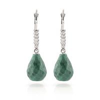 Emerald and Diamond Stem Drop Earrings 8.8ctw in 9ct White Gold