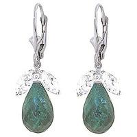 emerald and white topaz snowdrop earrings 186ctw in 9ct white gold