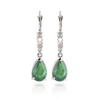 emerald and diamond belle drop earrings 20ctw in 9ct white gold