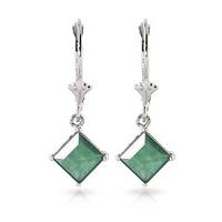 Emerald Alexandra Drop Earrings 2.9ctw in 9ct White Gold