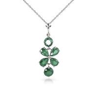 Emerald Blossom Pendant Necklace 3.15ctw in 9ct White Gold