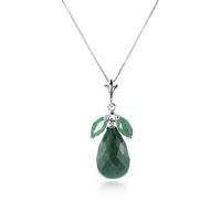 Emerald Snowdrop Briolette Pendant Necklace 9.3ctw in 9ct White Gold