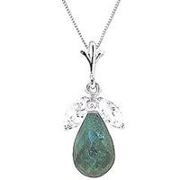 Emerald and White Topaz Snowdrop Pendant Necklace 9.3ctw in 9ct White Gold