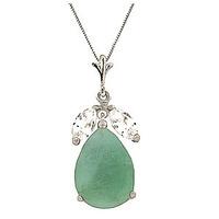 Emerald and White Topaz Pendant Necklace 3.5ct in 9ct White Gold