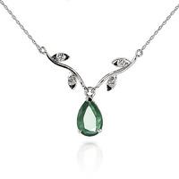 Emerald and Diamond Vine Branch Pendant Necklace 1.0ct in 9ct White Gold