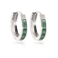 Emerald Huggie Earrings 0.8ctw in 9ct White Gold