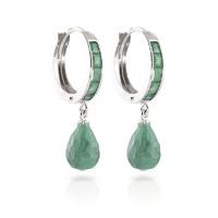 Emerald Droplet Huggie Earrings 7.8ctw in 9ct White Gold