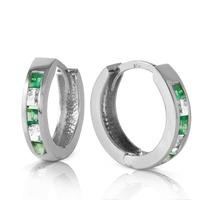 emerald and white topaz huggie earrings 126ctw in 9ct white gold