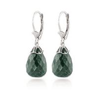 Emerald Crown Briolette Drop Earrings 29.6ctw in 9ct White Gold