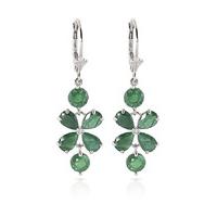 Emerald Blossom Drop Earrings 5.32ctw in 9ct White Gold