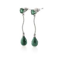 Emerald Lure Drop Earrings 7.9ctw in 9ct White Gold