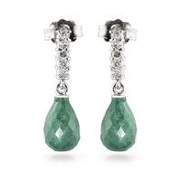 emerald and diamond stem droplet earrings 66ctw in 9ct white gold