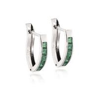 Emerald Acute Huggie Earrings 0.8ctw in 9ct White Gold