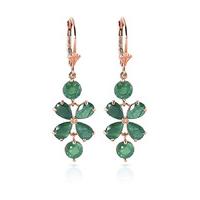 Emerald Blossom Drop Earrings 5.32ctw in 9ct Rose Gold