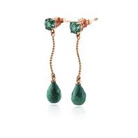 Emerald Lure Drop Earrings 7.9ctw in 9ct Rose Gold