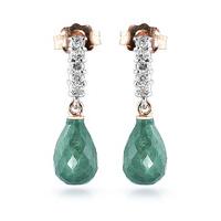 emerald and diamond stem droplet earrings 66ctw in 9ct rose gold