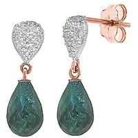 Emerald and Diamond Droplet Earrings 6.6ctw in 9ct Rose Gold