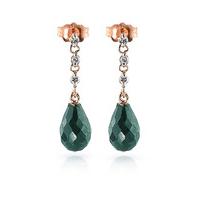 Emerald and Diamond Chain Droplet Earrings 6.6ctw in 9ct Rose Gold