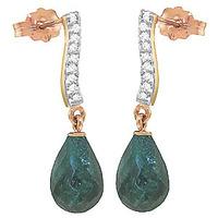 Emerald and Diamond Droplet Earrings 6.6ctw in 9ct Rose Gold