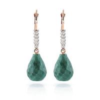 Emerald and Diamond Stem Drop Earrings 8.8ctw in 9ct Rose Gold