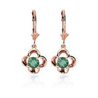 Emerald Corona Drop Earrings 1.1ctw in 9ct Rose Gold