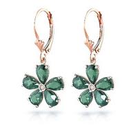 Emerald and Diamond Flower Petal Drop Earrings 4.4ctw in 9ct Rose Gold