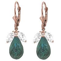 emerald and white topaz snowdrop earrings 186ctw in 9ct rose gold