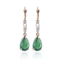 Emerald and Diamond Belle Drop Earrings 2.0ctw in 9ct Rose Gold