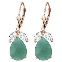 Emerald and White Topaz Drop Earrings 7.0ctw in 9ct Rose Gold