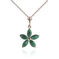 Emerald Flower Star Pendant Necklace 1.4ctw in 9ct Rose Gold