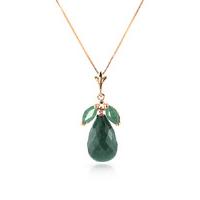 Emerald Snowdrop Briolette Pendant Necklace 9.3ctw in 9ct Rose Gold