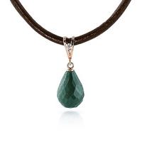 Emerald and Diamond Leather Pendant Necklace 15.5ct in 9ct Rose Gold