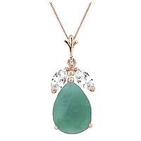 Emerald and White Topaz Pendant Necklace 3.5ct in 9ct Rose Gold