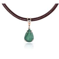 Emerald and Diamond Leather Pendant Necklace 3.5ct in 9ct Rose Gold