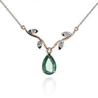 emerald and diamond vine branch pendant necklace 10ct in 9ct rose gold